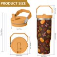 thumbnail image 4 of 30 Oz Tumbler Maple Leaf Pumpkins in Autumn Tumbler with Lid and Straw, Birthday Gift Cup for Friend Women Men Coffee Travel Mug Thanksgiving Day Halloween Christmas Gift Water Bottle, 4 of 7