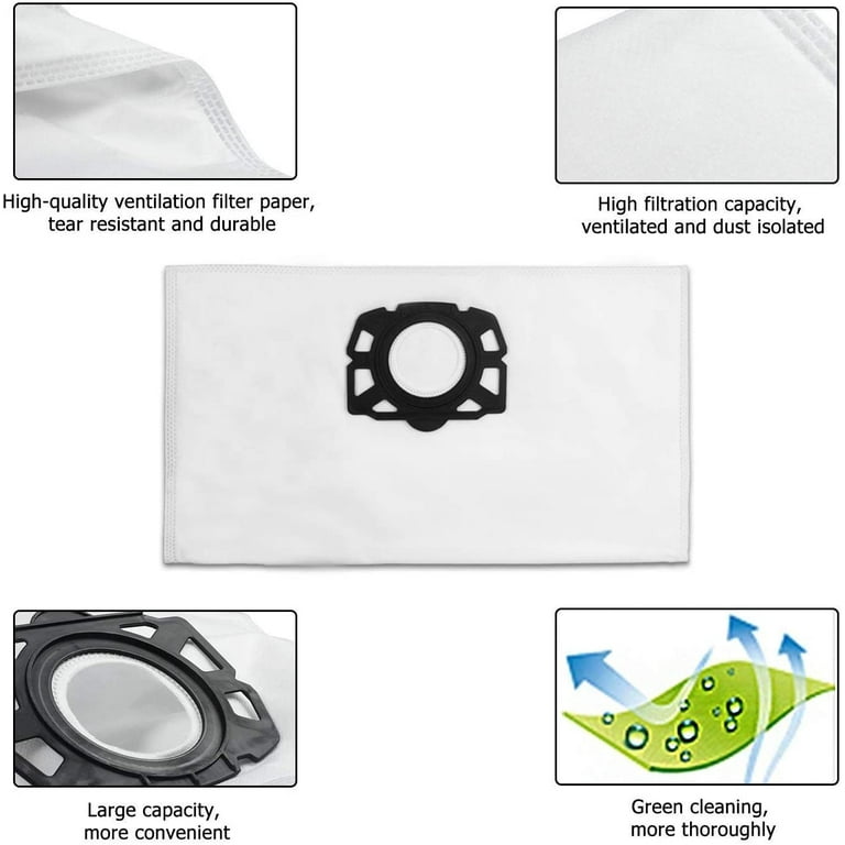 Kärcher - Fleece Filter Bags - Replacement Part - For Kärcher WD4, WD5,  WD5/P Wet & Dry Vacuums