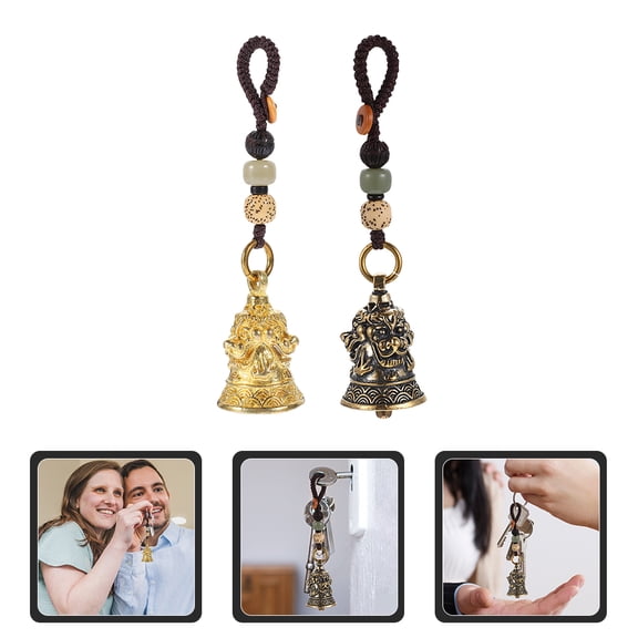 LOLIPPYY 2Pcs Bell Shape Keychain Pendant Charm Brass Accessories for Bag and Backpack Daily Use