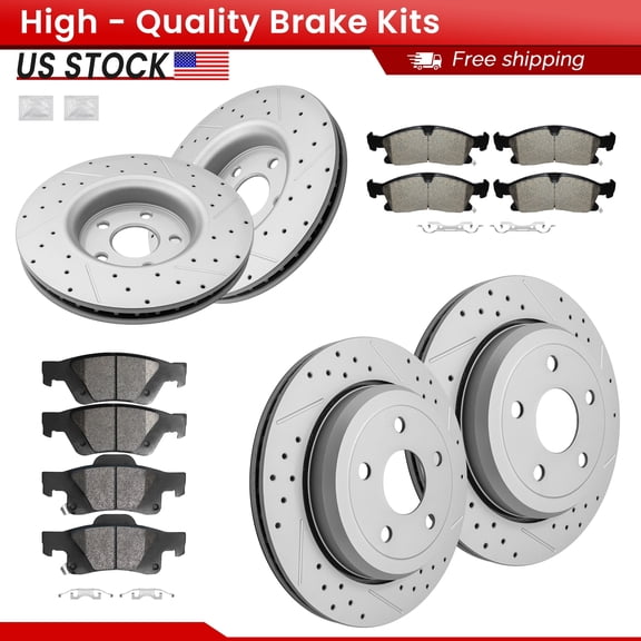 ACB ZONE Front Rear Brake Kits for Dodge Durango Jeep Grand Cherokee, Drilled Slotted Disc Brake Rotors and Ceramic Brake Pads