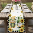 thumbnail image 4 of Sunflowers Gnomes Table Runner 70 Inches, Eucalyptus Spring Black Checkered Bed Runner Dresser Scarves Tabletop for Indoor Outdoor Parties/Ceremony/Banquet, 13" x 70", 4 of 9