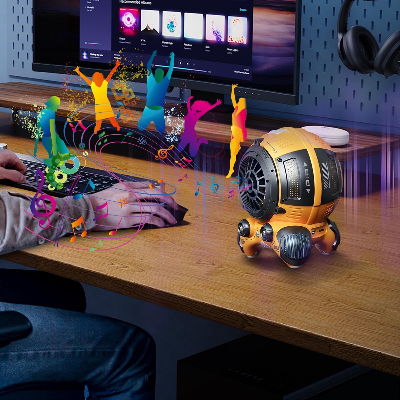 Mech Bluetooth Speaker, Gaming Speaker with Enhanced LED Lights Portable Wireless Audio for PC Desktop Gaming Room
