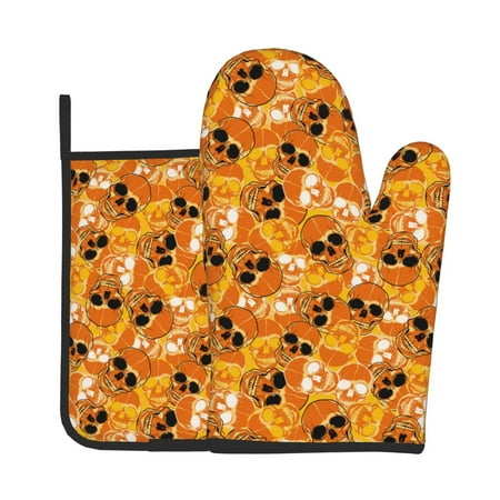 

Gaeub Skulls Print Oven Mitts and Pot Holders Sets of 2 Heat Resistant Pad Cooking Gloves for Baking BBQ Home Decor