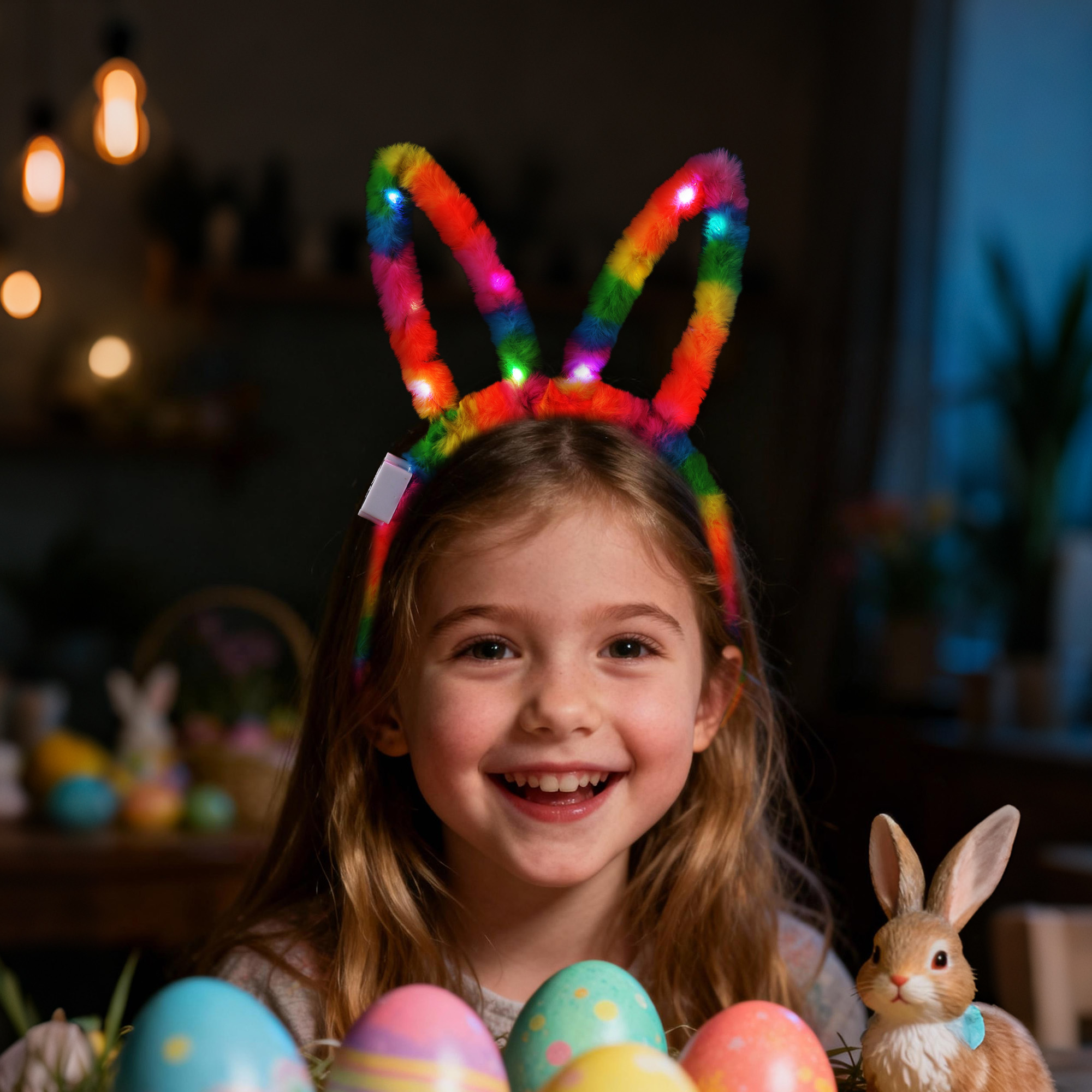 Way to Celebrate! Light-up Bunny Headband, Easter, Novelty, Multicolour