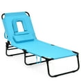 thumbnail image 1 of Topbuy Chaise Longue de Plage Pliante d'Extérieur - Ensemble de 1, Turquoise, 1 of 10