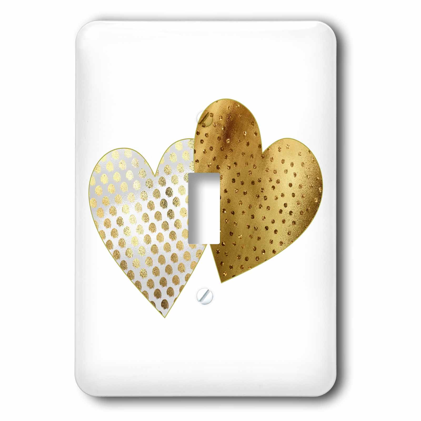 3dRose Two Textured Heart Images One Gold and One White and Gold ...