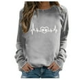 thumbnail image 2 of DDAPJ pyju Long Sleeve T-shirt for Women Dog Paw Heart Print Pullover Tops Teen Girls Cute Graphic Tees Loose Casual Round Neck Raglan Top Valentine's Day Fashion Gift Ideas Gray L, 2 of 5