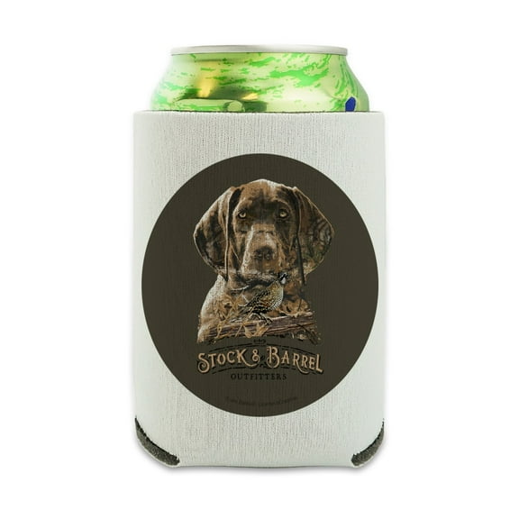 Stock and Barrel Outfitters Pointer Dog Quail Hunting Can Cooler - Drink Sleeve Hugger Collapsible Insulator - Beverage Insulated Holder
