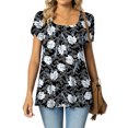 thumbnail image 1 of SMihono Hauts pour Femmes Été Mode Décontractée Col Montant Imprimé Pétale Manches Courtes - T-Shirts Grande Taille, 1 of 6