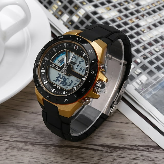RELOJ DE PULSERA PARA HOMBRE, Analógico, Digital, Con Luz Trasera, Doble Horario, Redondo, Deportivo, Para Nadar y Banarse