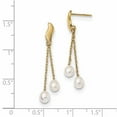 thumbnail image 2 of 14K Yellow Gold Earring Drop & Dangle Women'S 4-5Mm White Rice Freshwater Cultured Pearl Post Earrings, 2 of 2