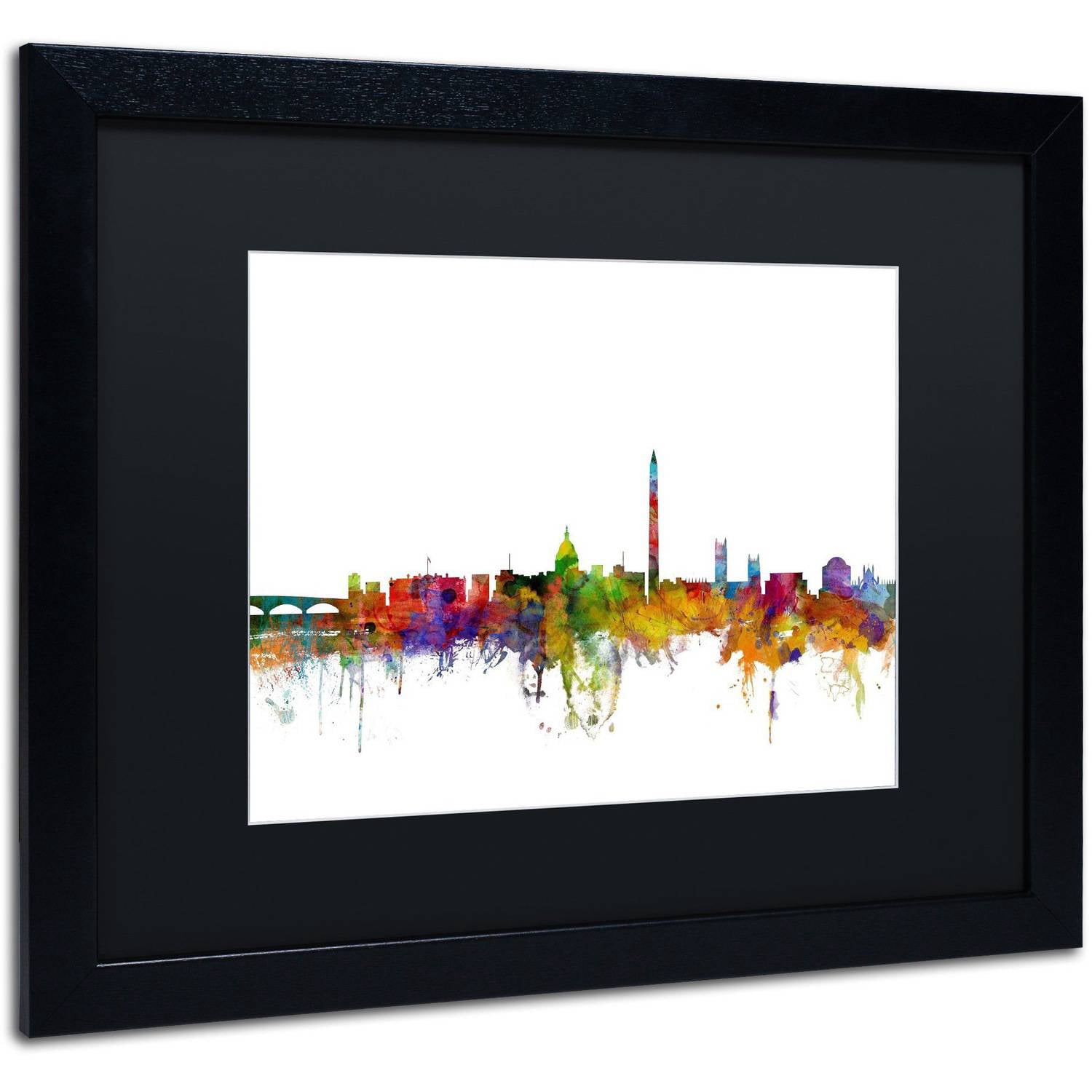 Trademark Fine Art 'Washington DC Skyline II' Canvas Art by Michael Tompsett, Black Matte, Black Frame