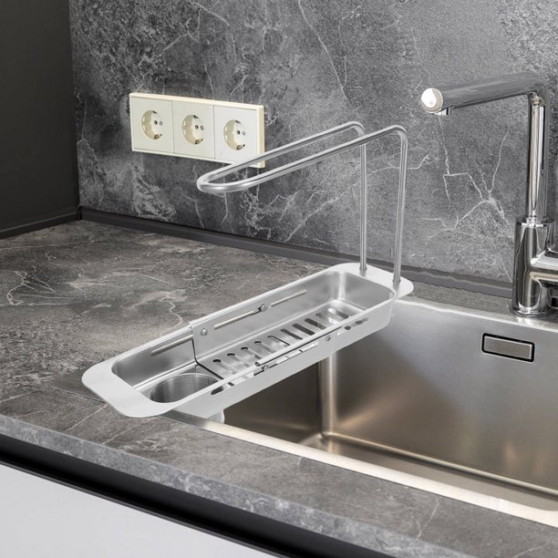 BESTYASH Organizador De Fregadero Extensible De Acero Inoxidable Con Barra Para Toallas Para Cocina
