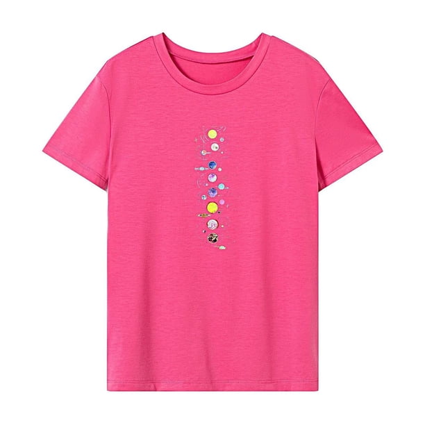 Camiseta para mujer Ropa deportiva de verano Trajes de ajuste regular Camisa con cuello redondo para caminar SG