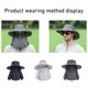 thumbnail image 4 of Soidarity Sombrero plegable de verano a prueba de sol con protector facial Tapa protectora extraíble Protector facial a prueba de polvo Escalada al aire Mochilas de mochilero Azul oscuro Soidarity OD022465-02, 4 of 6