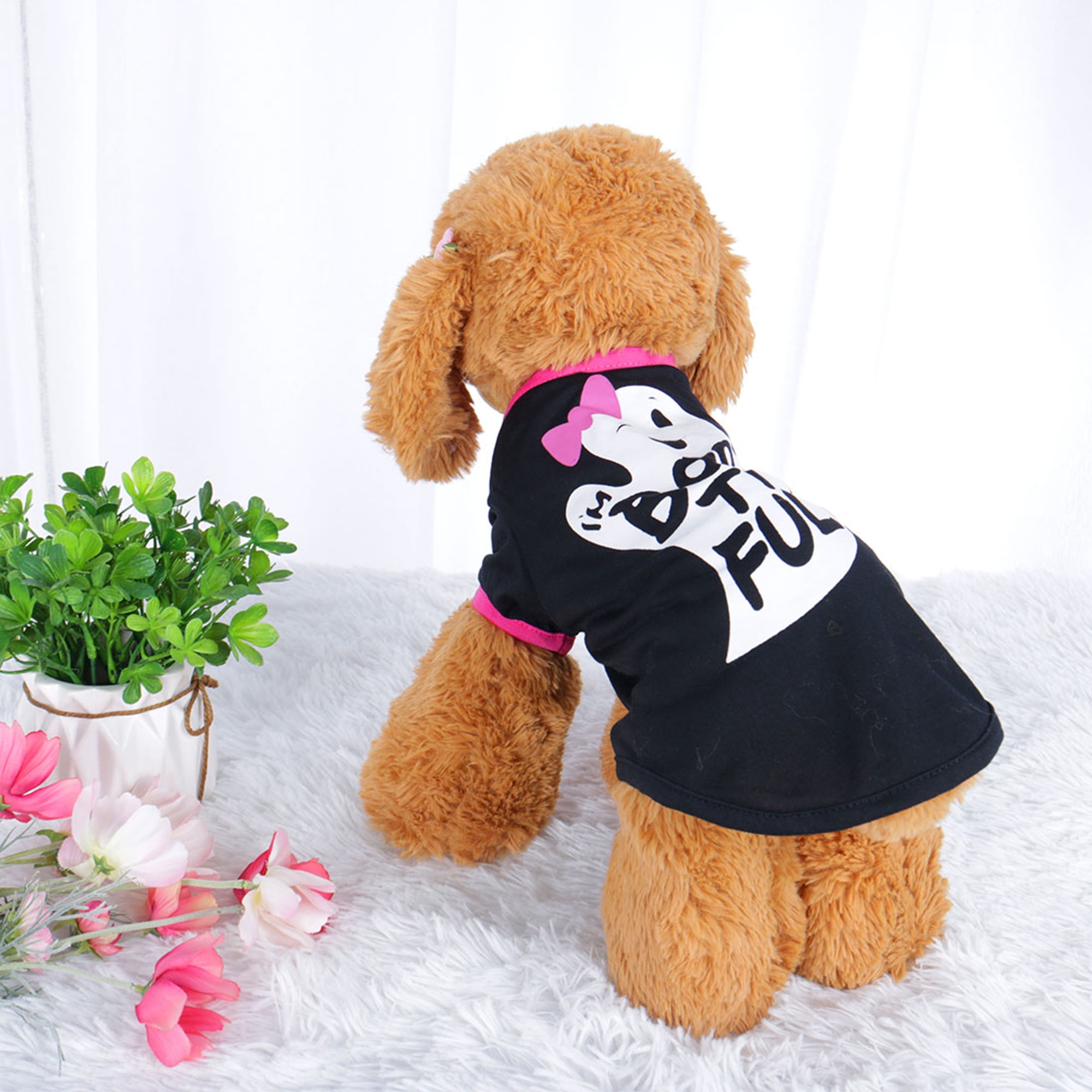 Small Pet Dog Cats Clothes Puppy Blouse Embroidered Polyester T-Shirt Vest Tops