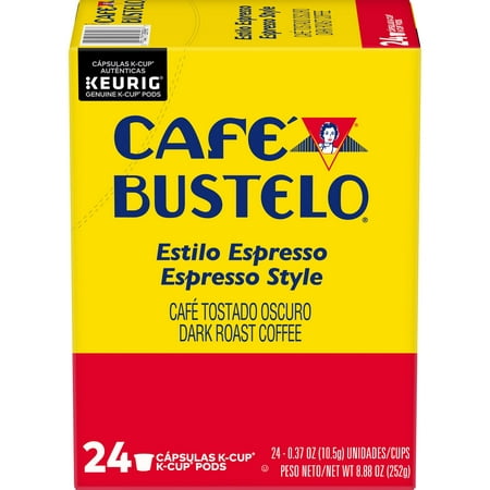 Cafe Bustelo Espresso Style K-Cup Coffee Pods, Dark Roast, 24 Count For Keurig and K-Cup Compatible