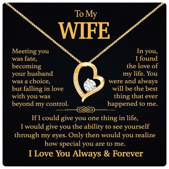 To My Wife Necklace From Husband With Heartfelt Message & Elegant Box - Soulmate Necklace For Women, Romantic Jewelry Her On Birthday, Anniversary #2105, White Forever Love Necklace