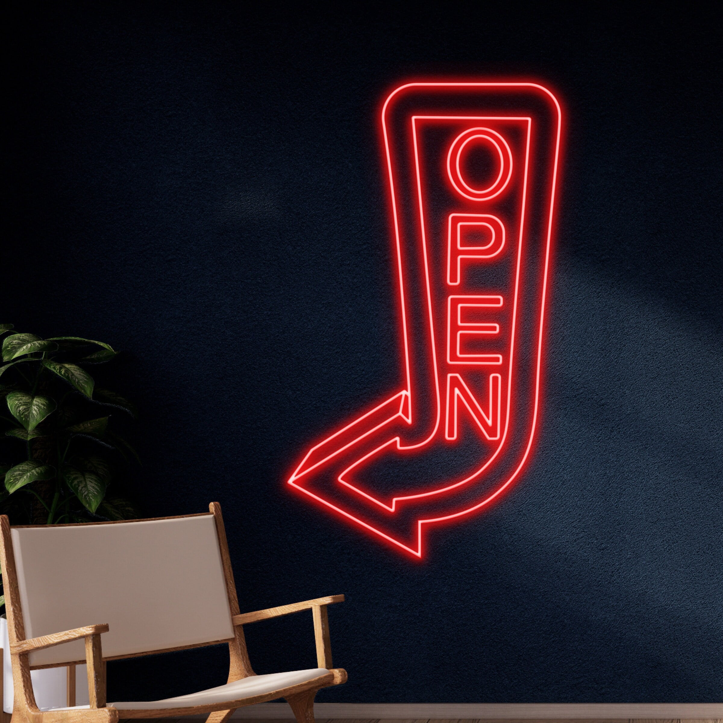 Handmadetneonsign Custom Open Direction Arrow Left Neon Sign, Open Arrow Led Sign, Arrow Open Led Sign