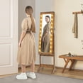 thumbnail image 3 of Giantex Mirror Jewelry Cabinet, Standing Jewelry Armoire Organizer w/ Full-Length Mirror & 20 Warm Lights, Brown, 3 of 9