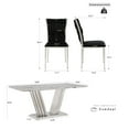 thumbnail image 2 of Sumdeal 5-Piece Dining Set, 70 in White Faux Marble Dining Table with 4 Black Velvet Chairs, Silver Legs, 2 of 8