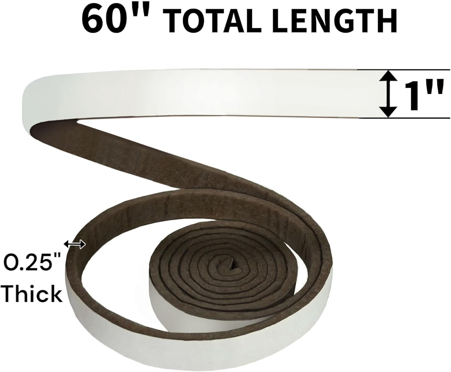 1" x 60" Roll of Heavy-Duty Furniture Slider Felt Strips for Hard Surfaces Adhesive Tape Moving Pads Beds Sofas Dressers Brown