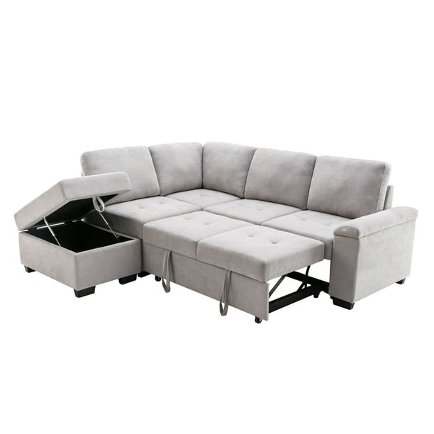 CoSoTower 86" Sleeper Sectional Sofa, LShape Corner Couch SofaBed