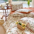 thumbnail image 2 of Orange White Leaves Flower Reversible Bed Linen Set Duvet Cover（King Size）, 2 of 4