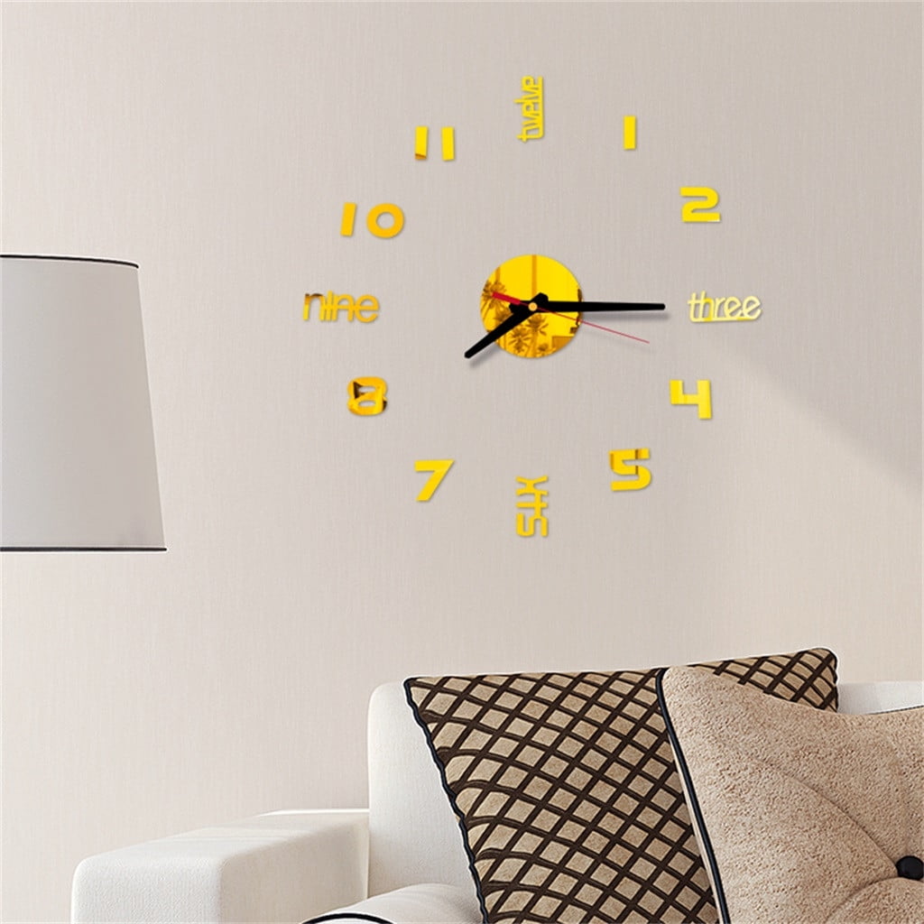3D DIY Mirror Wall Sticker Roman Number Wall Clock Home Office Modern Art Decor 