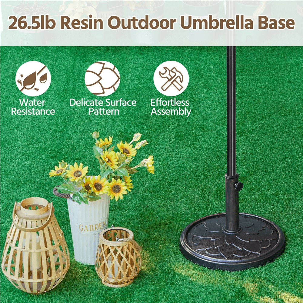 Renwick Iron Market Patio Umbrella Base with Flower Petal Pattern Bronze