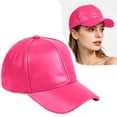 thumbnail image 2 of Ltpwer Leather Baseball Cap for Men Women,Solid Color Adjustable Dad Hat,Smooth Faux Leather Fabric,Multi-Color,Ideal for Street Fashion,Casual Wear,Travel & All-Season Use Hot Pink One size, 2 of 8