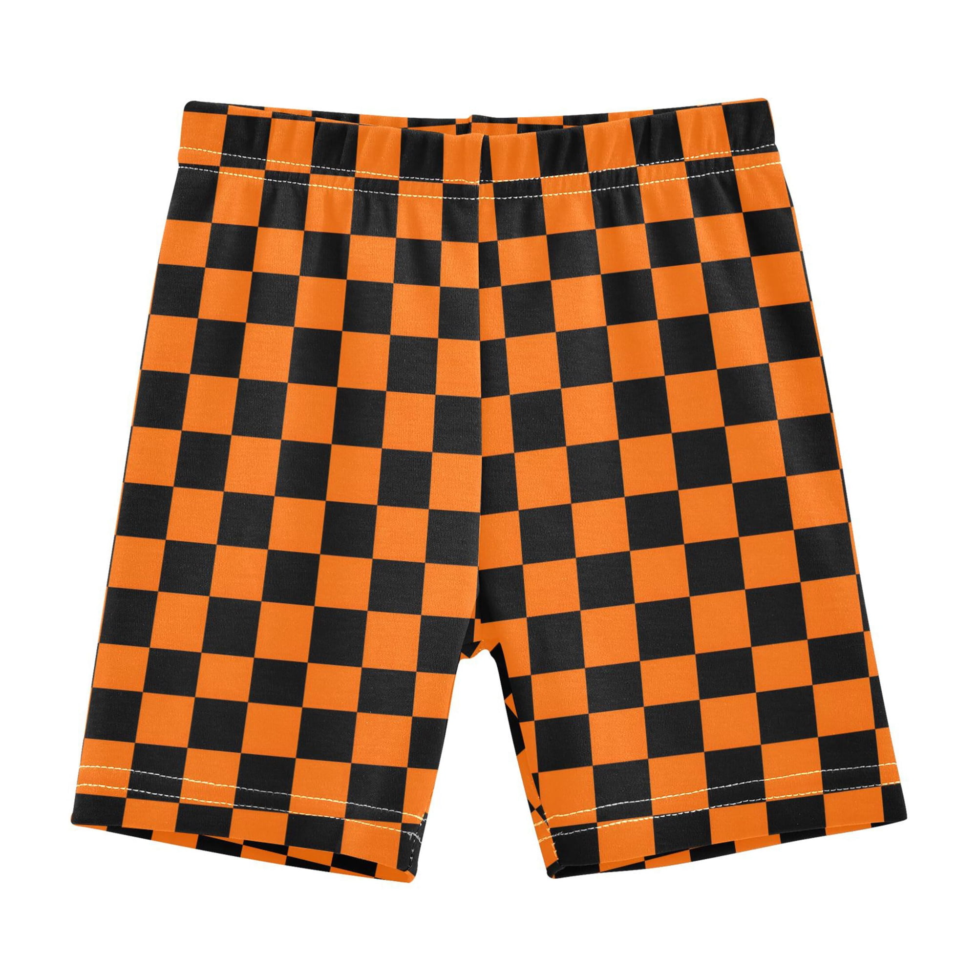 joogoo Orange Checkered Grid Pattern Girls Lined Shorts Bike Dance Bottoms 10Y