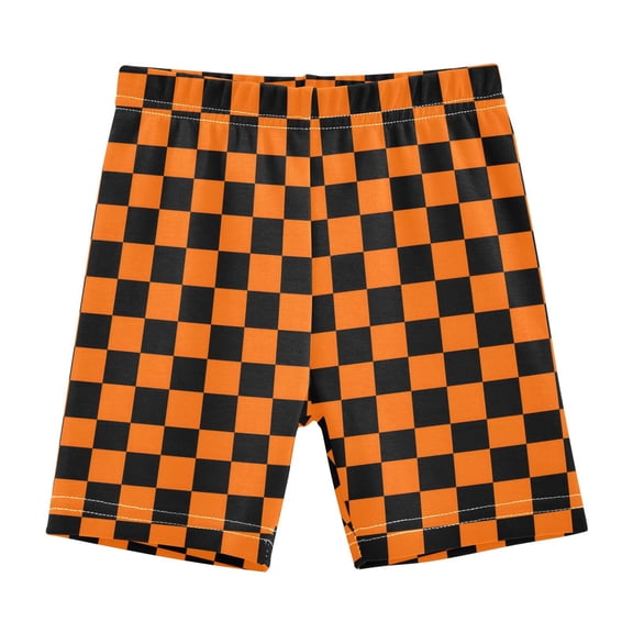 joogoo Orange Checkered Grid Pattern Girls Lined Shorts Bike Dance Bottoms 6T