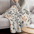 thumbnail image 3 of Orange Grey Botanical Blanket Soft Cozy Warm Twin Blanket for Bed, Plush Fuzzy Flannel Fleece Blankets for Sofa, Rustic Country Spring Floral Summer Leaf Throw Blankets for Couch Gifts, 60"x80", 3 of 9