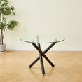 thumbnail image 1 of Velets 36" Round Glass Top Dining Table with Chrome Metal Legs, Modern Small Space Kitchen & Dining Room Table, 1 of 5