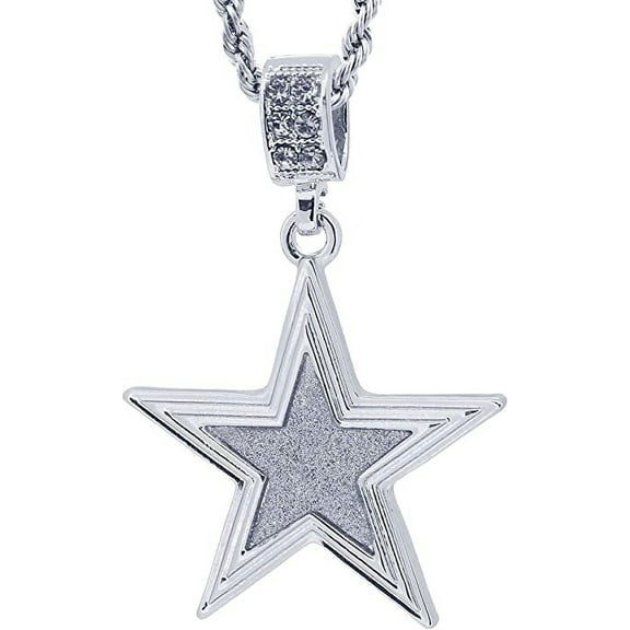 Hot new Silver Tone The Famous Star Men's Pendant 24" Rope Chain #2008