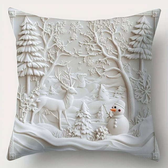 Christmas Pillowcase | Soft Fabric Holiday Decor | Fade-Resistant Printed Designs for Living Room & Bedroom