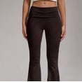 thumbnail image 5 of Women'S Flare Skinny Pants Fold over Leggings Bell Bottom Slim Fit Yoga Pants Y2k Joggers Brown XS, 5 of 7