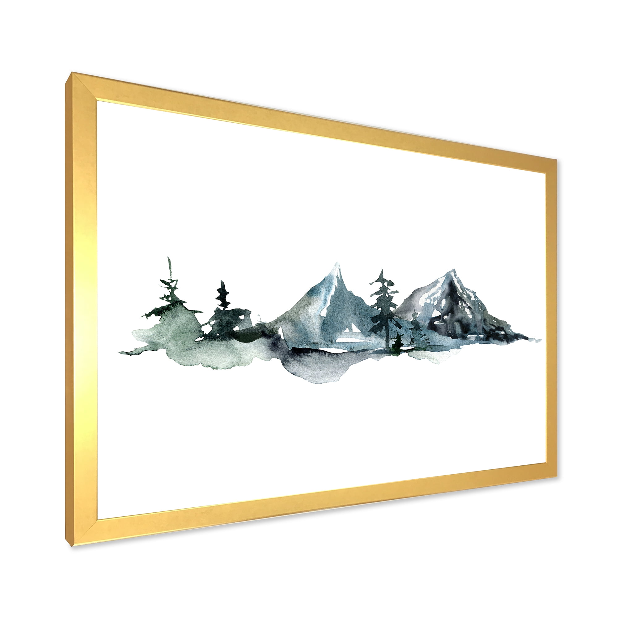Designart 'Minimalistic Fir Forest and Winter Mountains III' Modern Framed Art Print