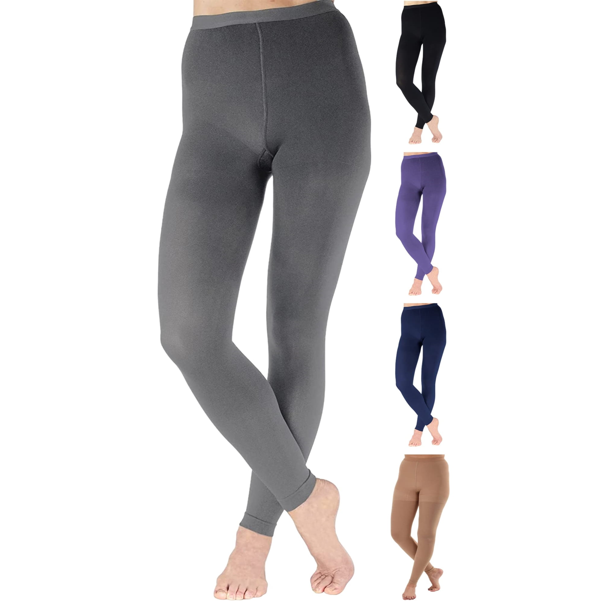 3XL Plus Size Womens Footless Compression Tights 20-30mmHg - Grey, 3X-Large  