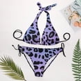 thumbnail image 4 of SKQIT Women's 2 Piece Bikini Sets Leopard Print Spaghetti Strap Tie Side Bathing Suit Swimsuit Swimwear, 4 of 7