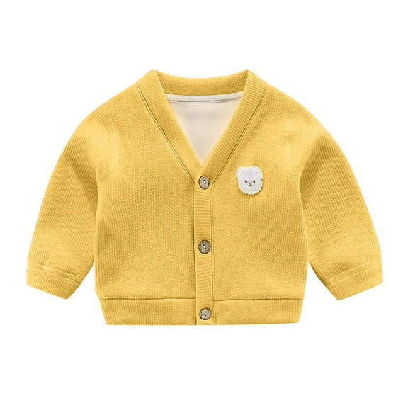 Mercatoo Baby Boys Girls School 𝐔niform Cardigan Sweater Cotton V-Neck Knit Sweater Jacket Long Sleeve Button Up Outerwear