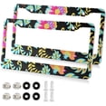 thumbnail image 2 of Coolnut Boho Flower License Plate Frames 2pcs, Aluminum Universal Car License Plate Holder with Elliptical Hole for US Vehicles, 12"x 6", 2 of 7