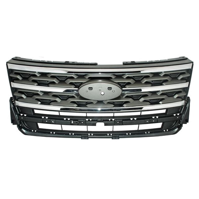 Parrilla Explorer 2018 A 2019 Ford Generica Gris Claro Con Moldura Cromada