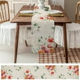 Spring Daisy Eucalyptus Poppy Flower Linen Table Runner Holiday Party
