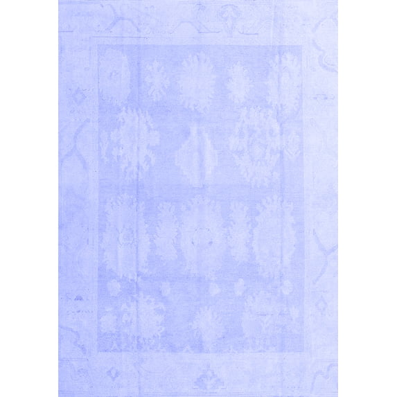 Ahgly Company Machine Washable Indoor Rectangle Oriental Blue Traditional Area Rugs, 5' x 8'