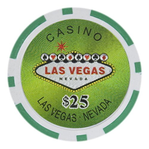 Las Vegas 14g Poker Chips, 25 Clay Heavy Weight Clay Composite, 50