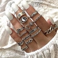 thumbnail image 2 of -Style Bagua Leaf Ring and Flower Chain Joint Ring Set - Unique Fashionable Accessories for, 2 of 8