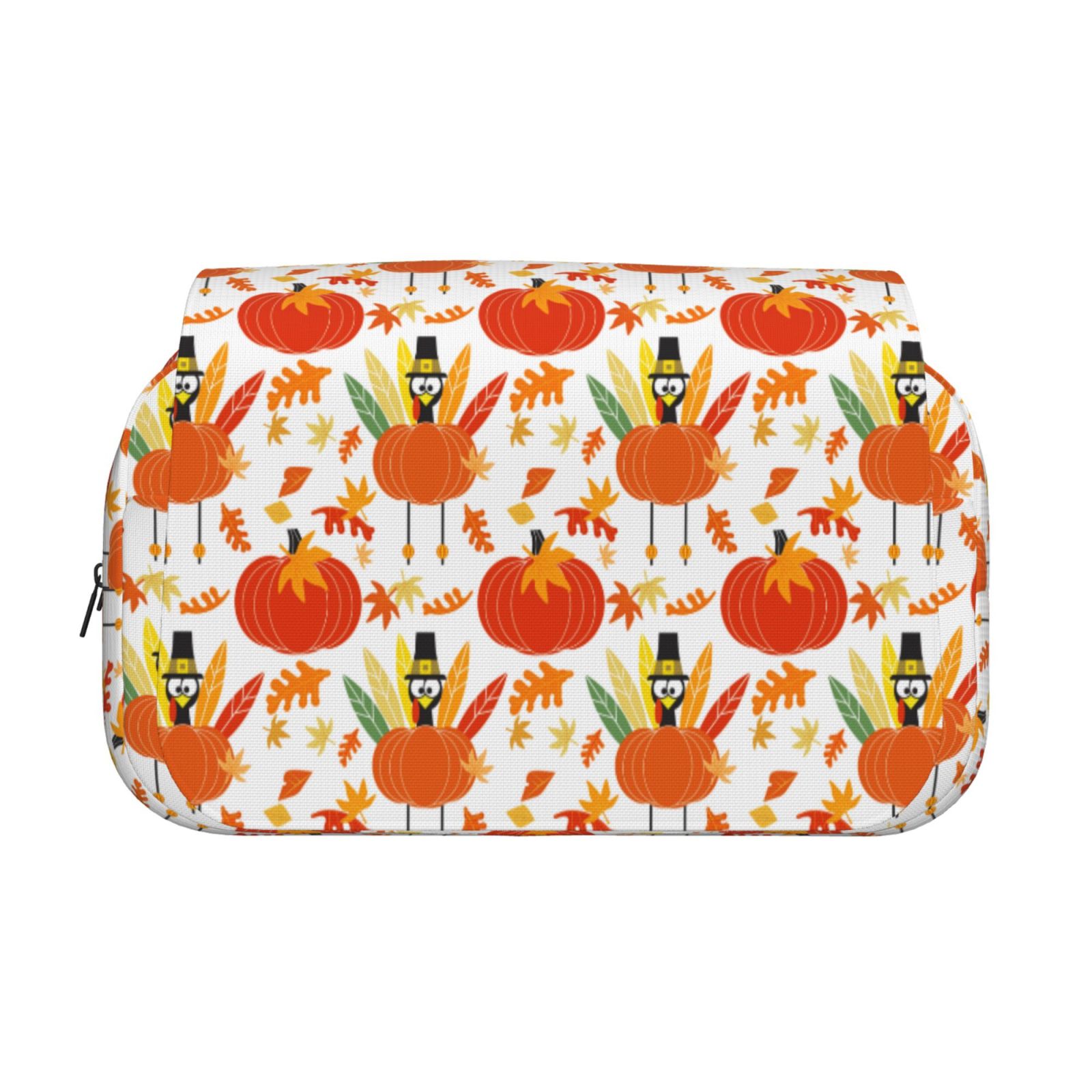 Rateoe Happy Thanksgiving Day1 Pattern Double Clamshell Pen Case, Storage Organizer with Two Zipper Compartments– Holds Up to 50 Pencils & Pens