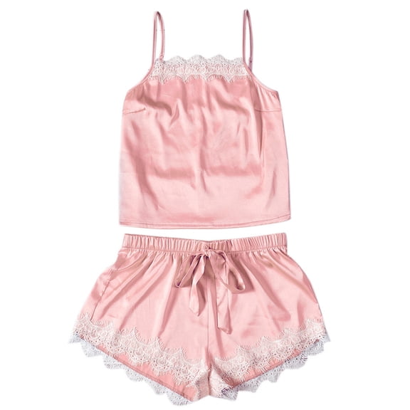 Lindreshi Lingerie Sets for Women 2pc Set Women's Splicing Lace Elastic Vest Sling Sexy Pajama Shorts Set